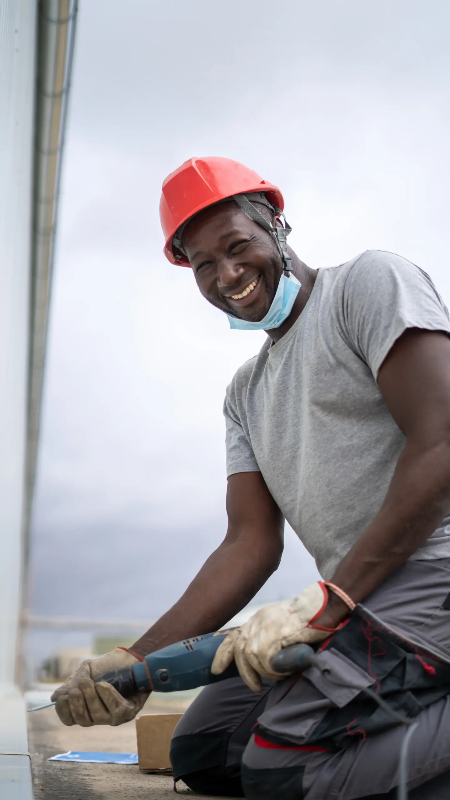 man doing some concrete drilling